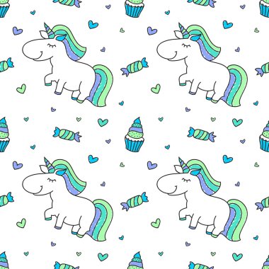 Tek boynuzlu atlar ile seamless modeli bebek