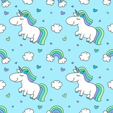 Tek boynuzlu atlar ile seamless modeli bebek