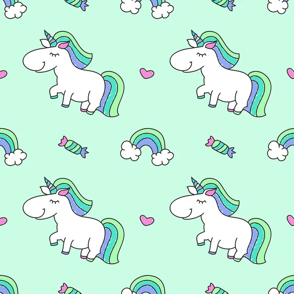 Unicorni e arcobaleni — Vettoriale Stock