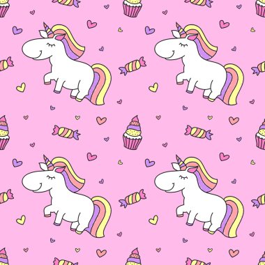 Tek boynuzlu atlar ile seamless modeli bebek