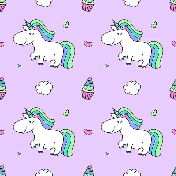 Unicornios y arcoíris — Vector de stock