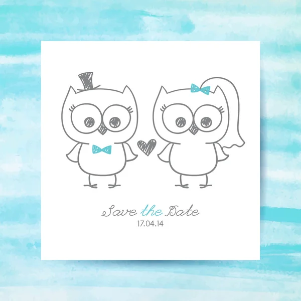 Búhos de boda — Vector de stock