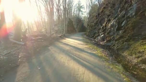 Wandelen op een Rails to Trails pad in Connecticut — Stockvideo