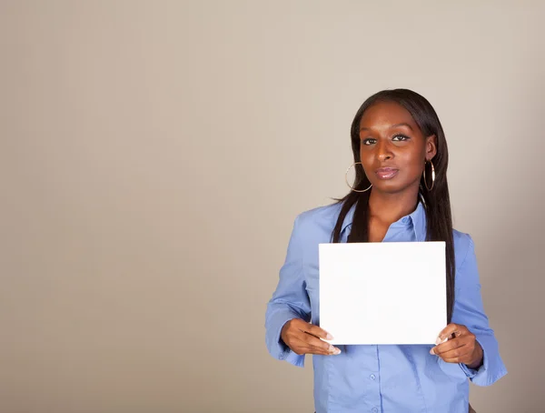 African American with a sign — Stock Photo, Image