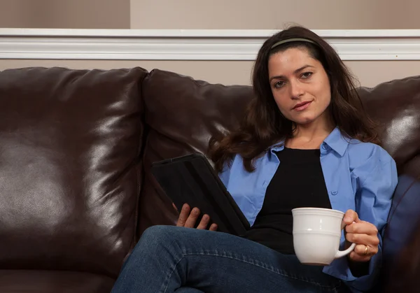 Woman with a tablet — Stock Photo, Image