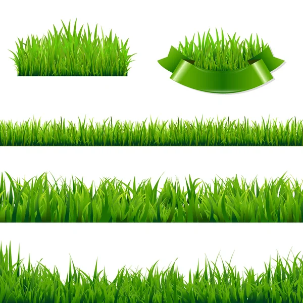 녹색 잔디 경계 컬렉션 — 스톡 벡터