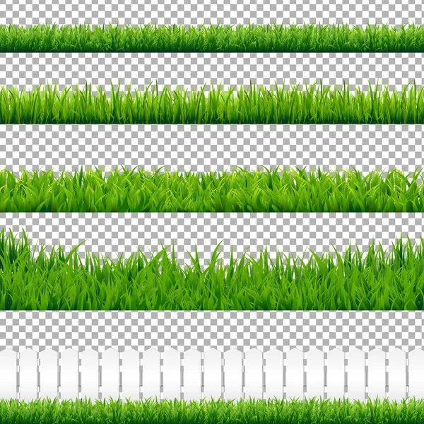 Realistisk grönt gräs gränser — Stock vektor
