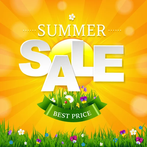 Zomer Sale Banner met Zon — Stockvector