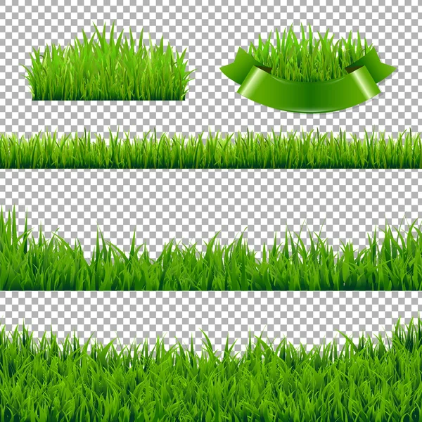 Green Grass Borders Isolated — Stock Vector