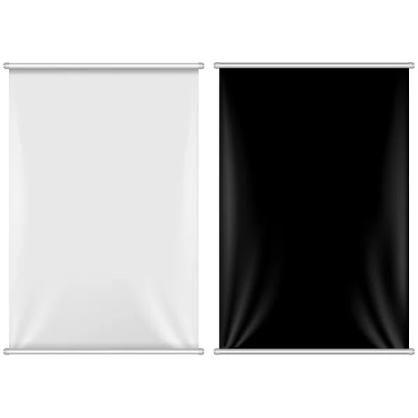 Banners blancos y negros — Vector de stock