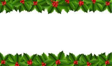 Holly Berry ve Beyaz Geçmişli Xmas Garland