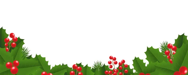 具有荷莉 · 贝里白色背景的圣诞框架 — 图库矢量图片