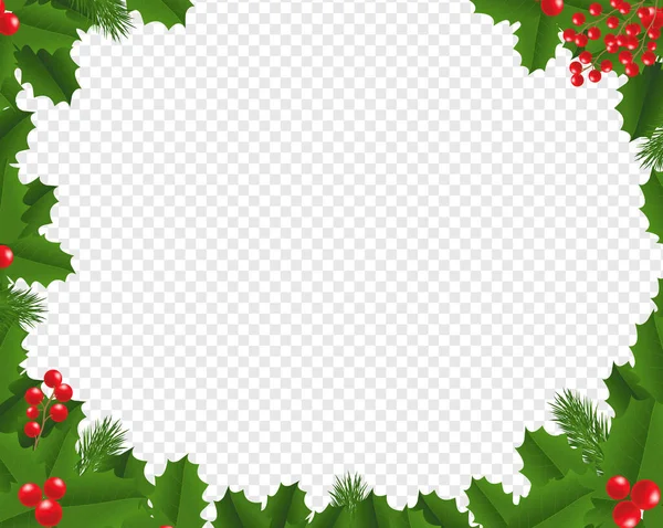 Xmas Border with Holly Berry Transparent Background — 스톡 벡터