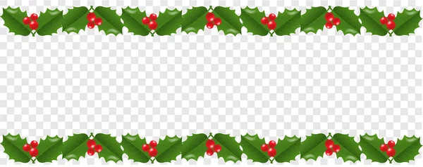 Guirlande de Noël avec Holly Berry fond transparent — Image vectorielle