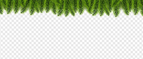 Christmas Fir Tree Garland en transparante achtergrond — Stockvector