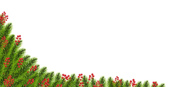 Christmas Girland mit Stechpalme Berry Border White Hintergrund — Stockvektor