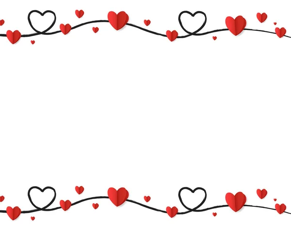Valentin napi kártya szívvel határ — Stock Vector