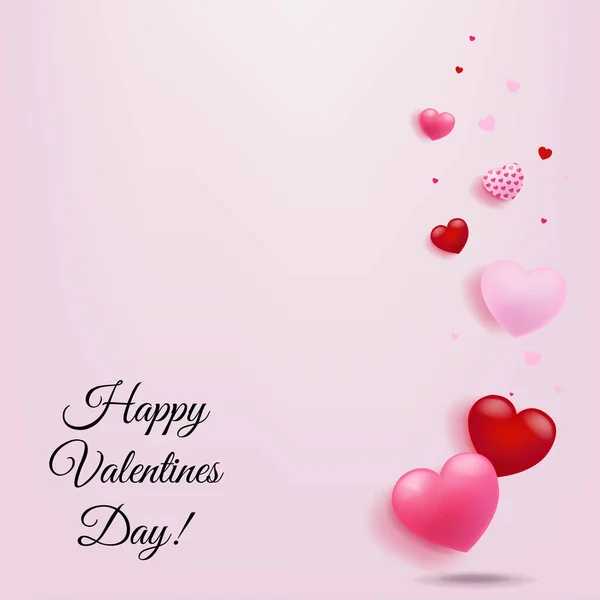 Valentines Day Card With Hearts Poster — Stock Vector