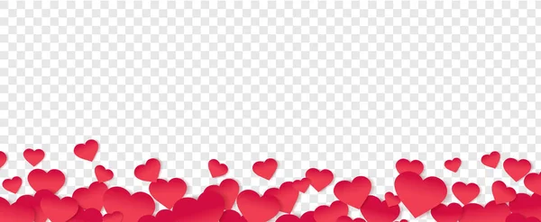 Red Hearts Fronteira isolado fundo transparente —  Vetores de Stock