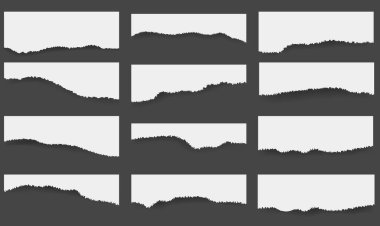 Yırtılmış Kağıt Seti İzole edilmiş Gri arkaplan