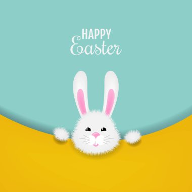 Beyaz Tavşanlı Paskalya Kartı
