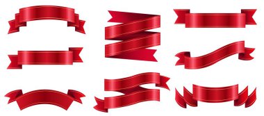 Kırmızı Kurdeleler İzole Beyaz Arkaplan Ayarları