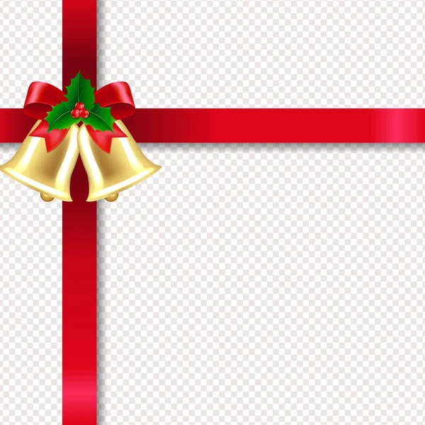 Xmas Golden Banner With Bells And Transparent Background — стоковый вектор