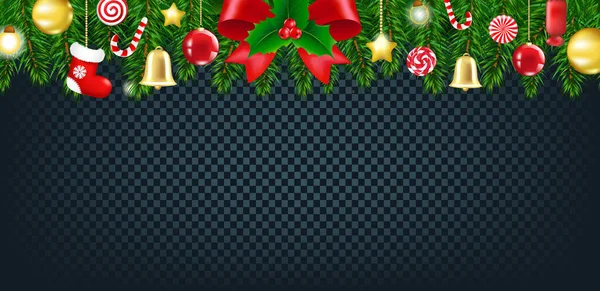 Bordure de Noël avec sapin — Image vectorielle
