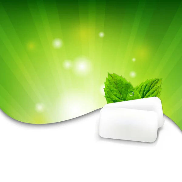 녹색 벽 민트 껌과 — 스톡 벡터