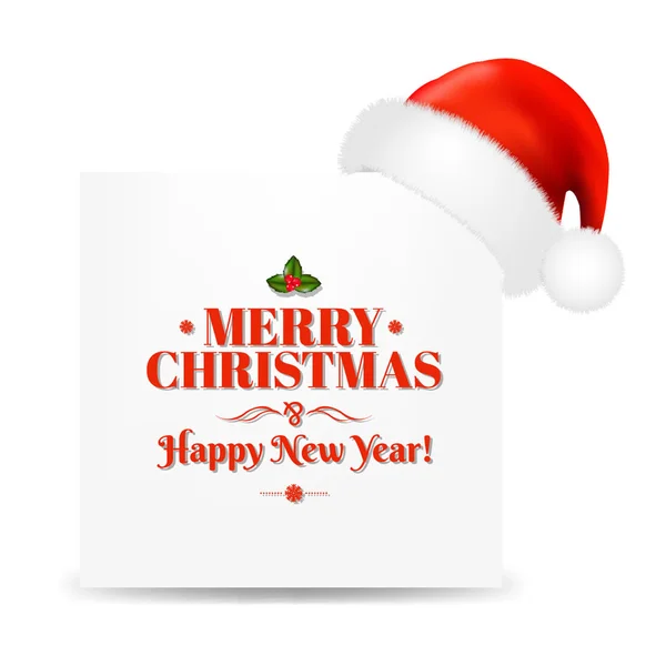 Buon Natale Card con Santa Hat — Vettoriale Stock