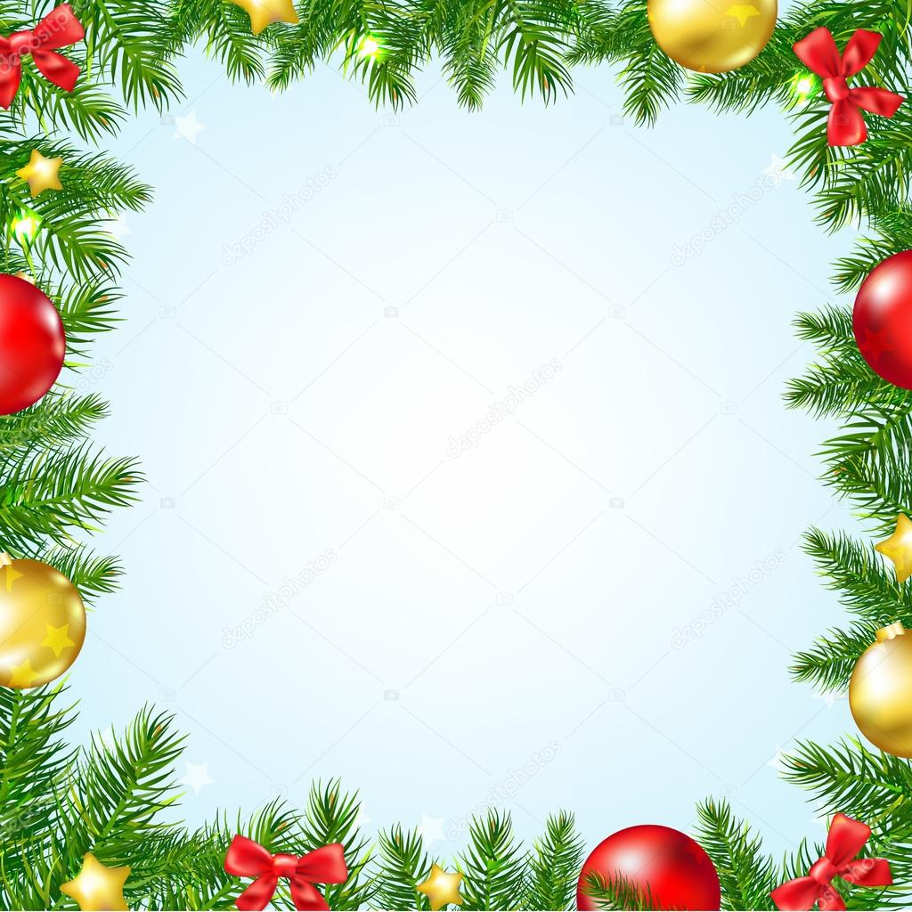 Christmas Fir Tree Border With Stars
