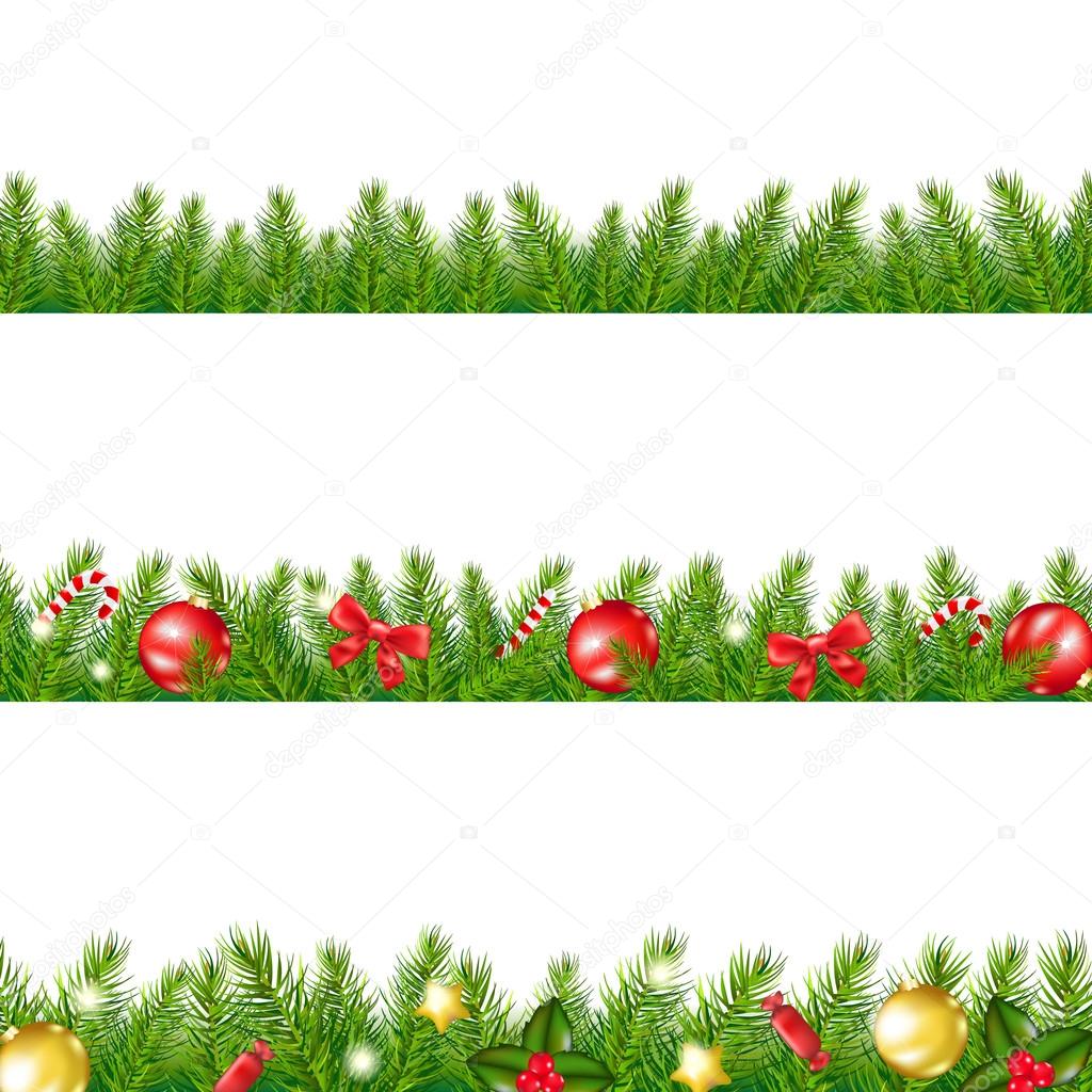 Christmas Border With Fir Tree