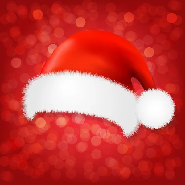 Roter Hintergrund mit Weihnachtsmann-Mütze — Stockvektor