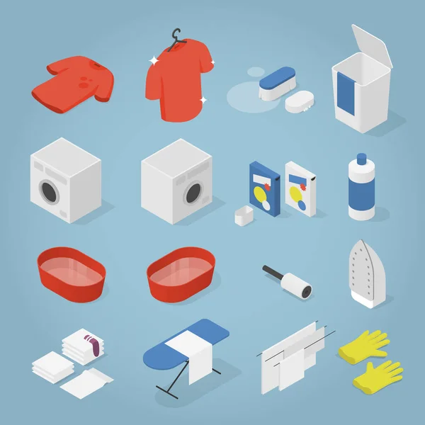 Isometric Çamaşır Nesneleri Ayarlandı