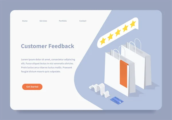 Concepto de Landing Page de comentarios de los clientes — Archivo Imágenes Vectoriales