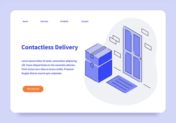 Concepto de landing page de entrega sin contacto — Archivo Imágenes Vectoriales