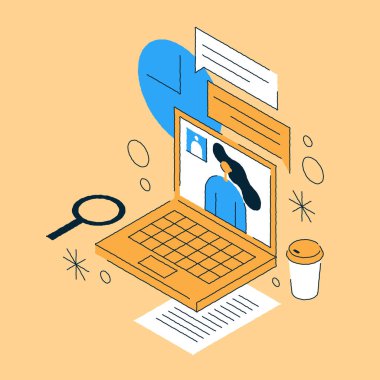 İş İşe Alma Isometric Illustration