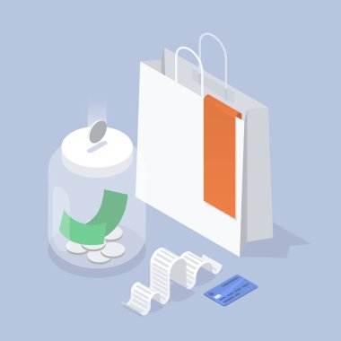 Para Kaydediliyor Isometric İllüstrasyon