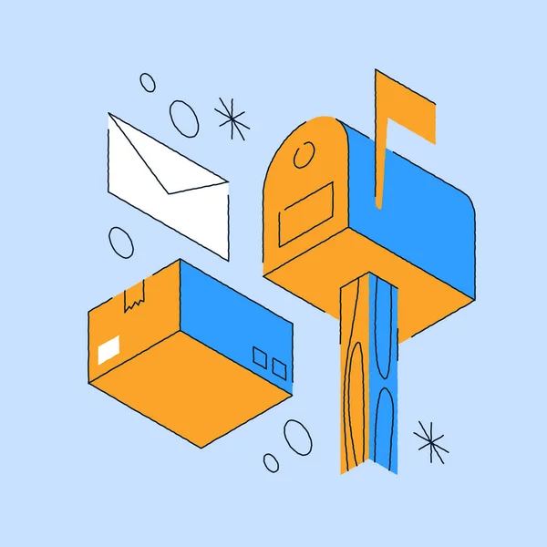 Postal Delivery Isometric Illustration — Stock vektor
