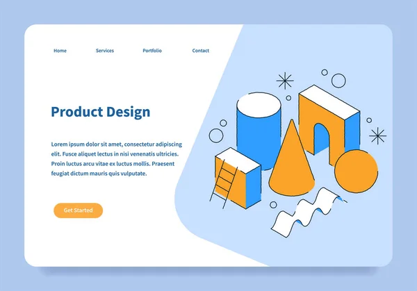 Produktdesign Landing Page Konzept — Stockvektor