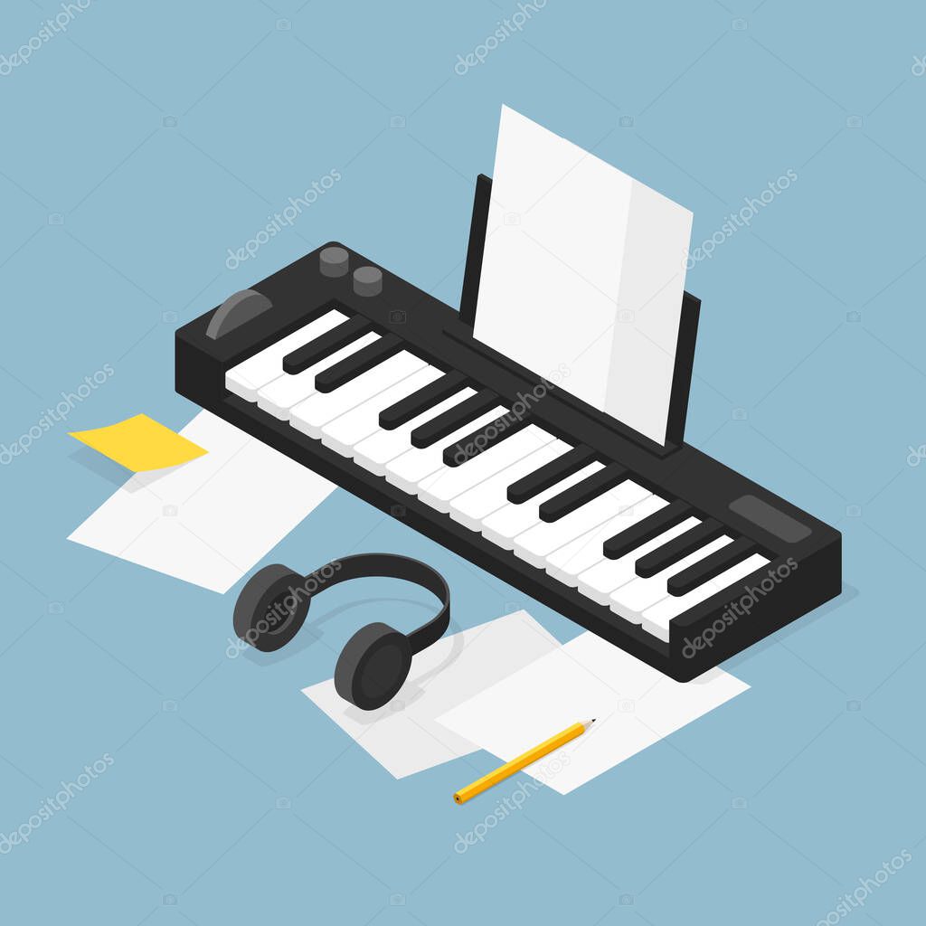 Music Production Isometric Illustration