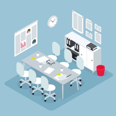 Isometric Ofis Çalışma Alanı Çizimi
