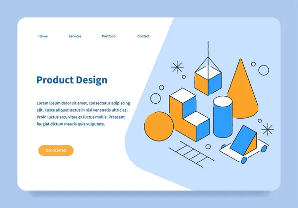 Product Design Landing Page Concept — Stock Vector