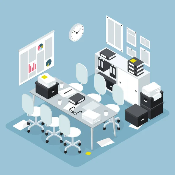 Isometrische Office Team Meeting Illustratie — Stockvector