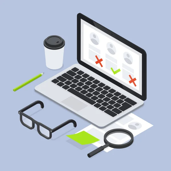 Hr Laptop İşe Alma Isometric Illustration