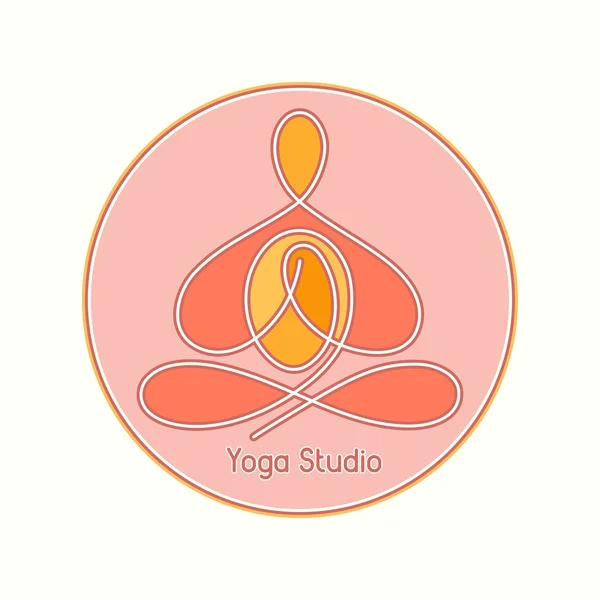 Emblema estudio de yoga en el diseño de la línea circular — Archivo Imágenes Vectoriales