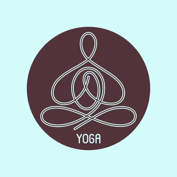 Yoga loto posa disegno lineare — Vettoriale Stock