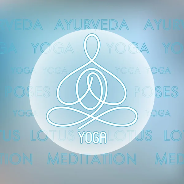 Logo de la ligne de yoga emblème sur le fond du texte — Image vectorielle
