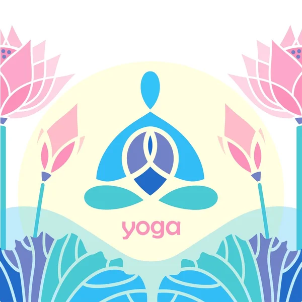 Ljusa mosaik design emblem yoga lotusställning — Stock vektor