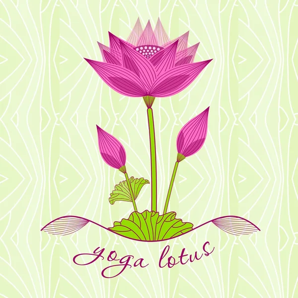 Bright pink lotus flower with buds on a light background — Stock Vector